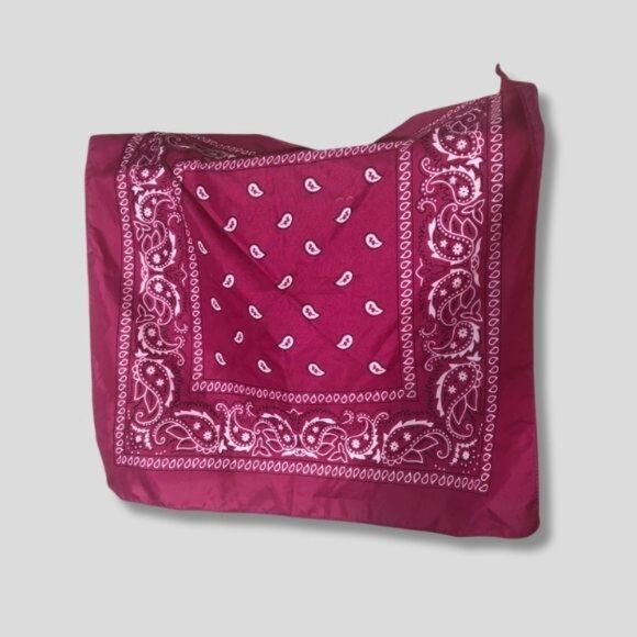 Paisley Bandana Handkerchief Cotton Burgundy Unisex One Size - Picture 4 of 9